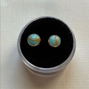 Sweet Turquoise-colored Stud Earrings. Set in 925